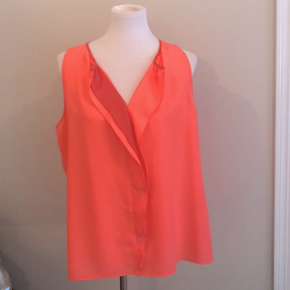 Tahari Sleeveless Ruffled Pink Sleeveless Top